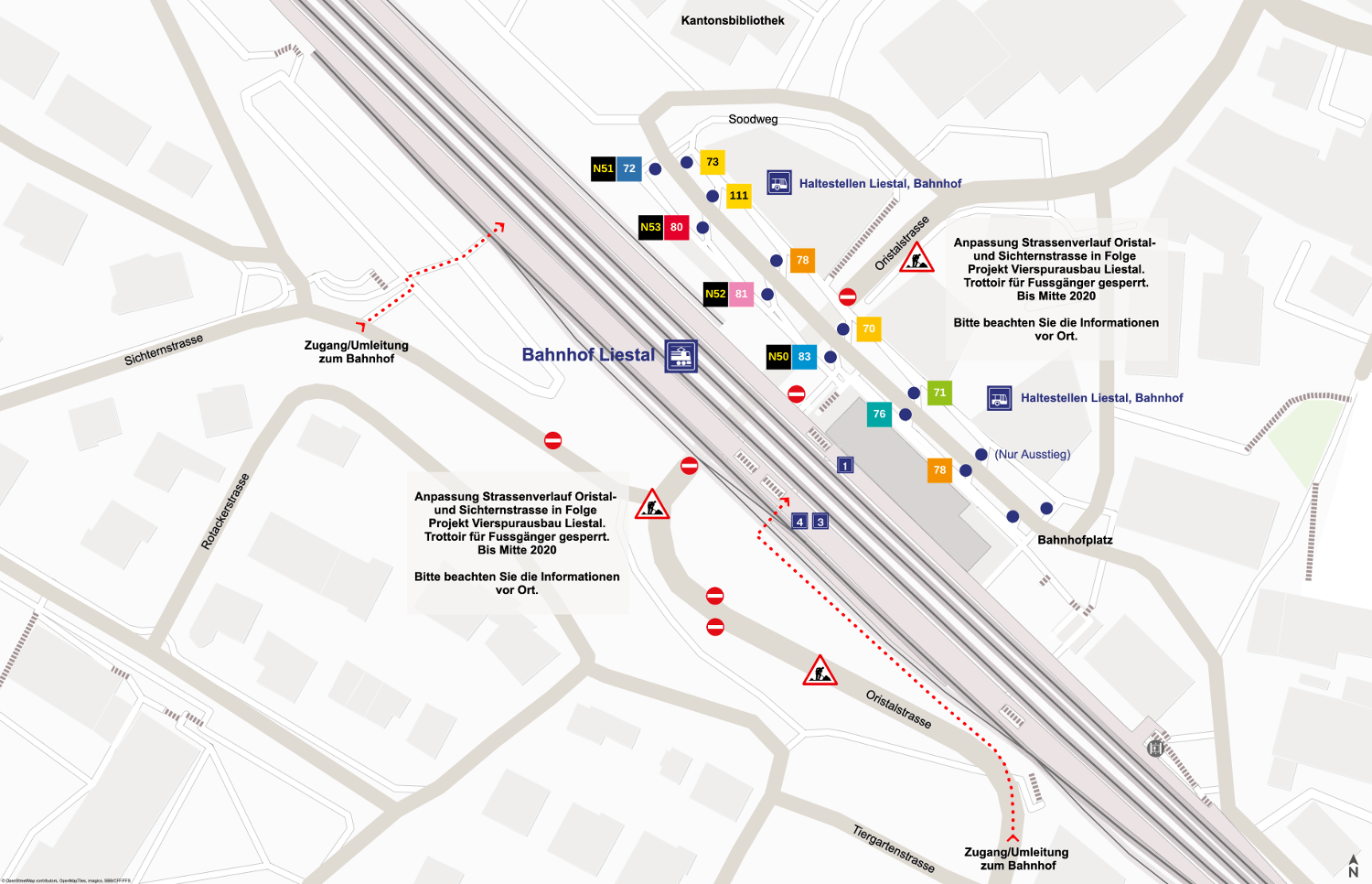 Baustellenplan Bahnhof Liestal